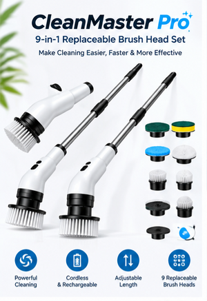 🧹 CleanMaster Pro — 9-in-1 Replaceable Brush Head Set Anoire