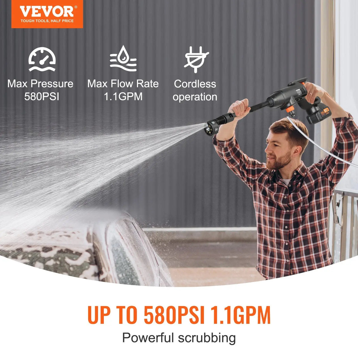 PowerClean Pro cordless pressure washer with 6-in-1 nozzle
