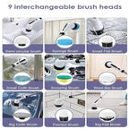 CleanMaster Pro 9 interchangeable brush heads laid out