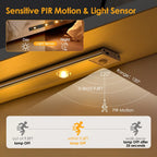 GlowSmart LED cabinet light glowing in a dark closet